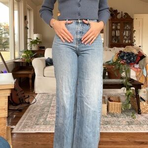 Topshop Sky Blue Wide Leg Jeans